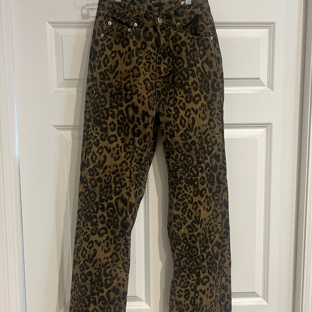 Leopard Print High-Rise Jeans